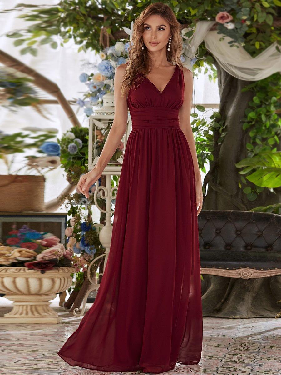 HUSH|Chiffon Empire Waist Sleeveless Pleated Bridesmaid Dress