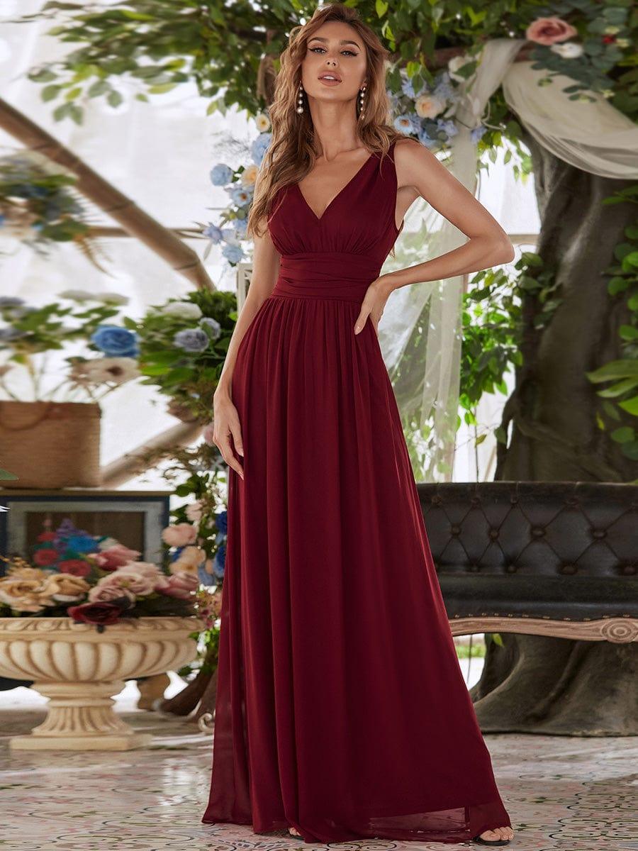 HUSH|Chiffon Empire Waist Sleeveless Pleated Bridesmaid Dress