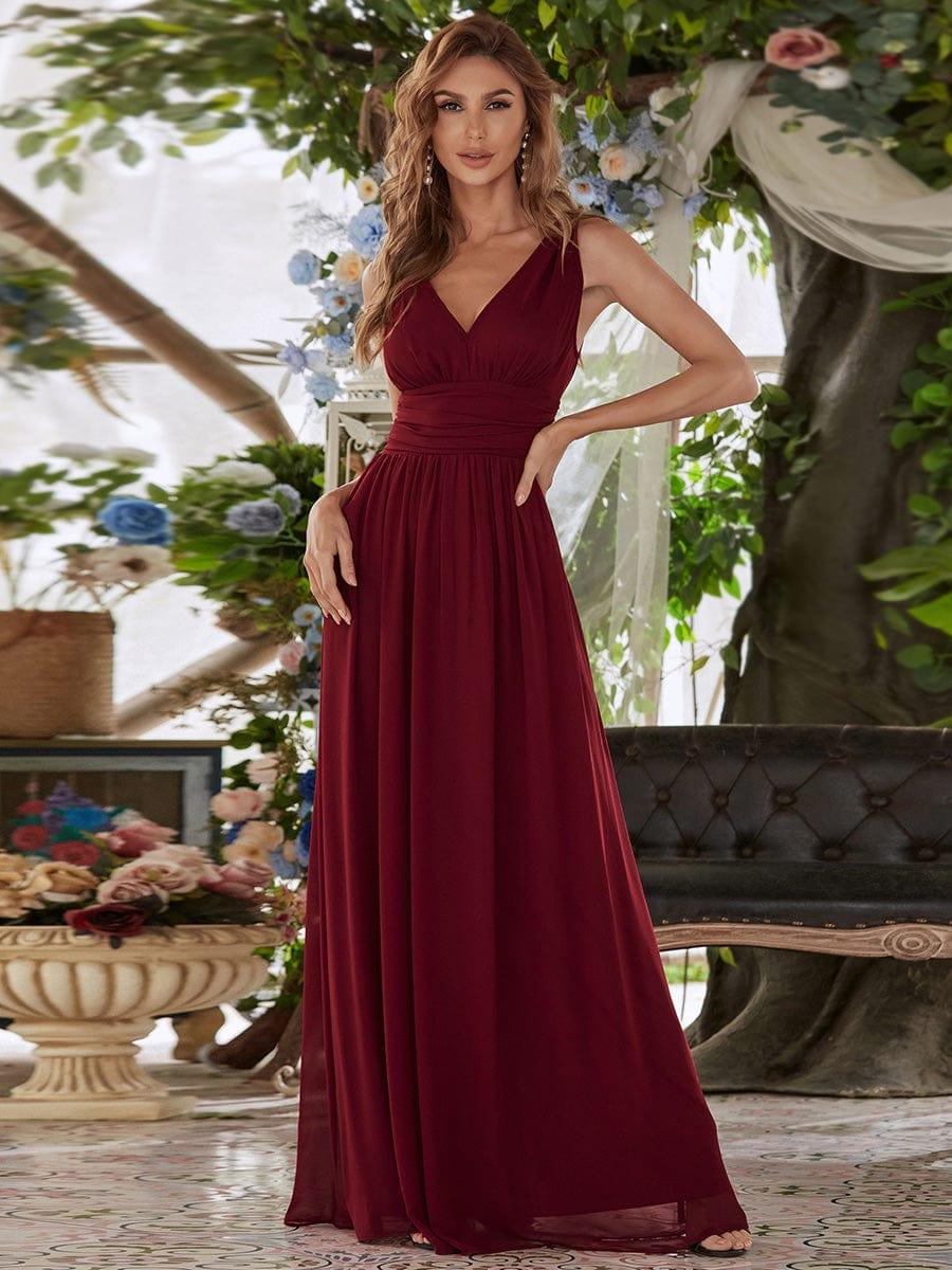 HUSH|Chiffon Empire Waist Sleeveless Pleated Bridesmaid Dress