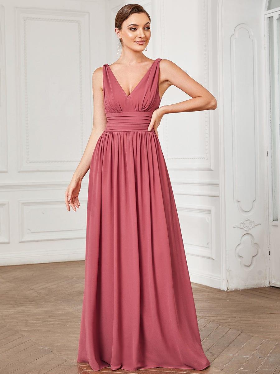 HUSH|Chiffon Empire Waist Sleeveless Pleated Bridesmaid Dress