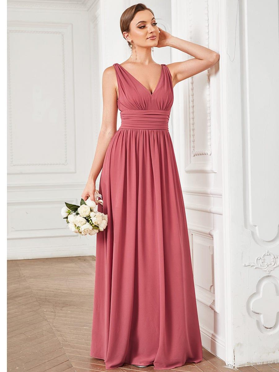 HUSH|Chiffon Empire Waist Sleeveless Pleated Bridesmaid Dress