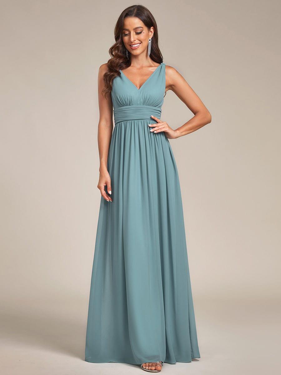 HUSH|Chiffon Empire Waist Sleeveless Pleated Bridesmaid Dress