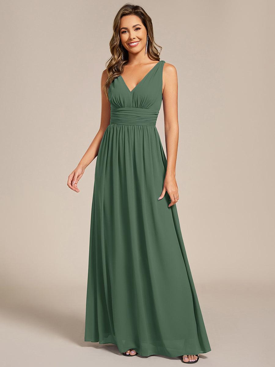 HUSH|Chiffon Empire Waist Sleeveless Pleated V-neck Bridesmaid Dress
