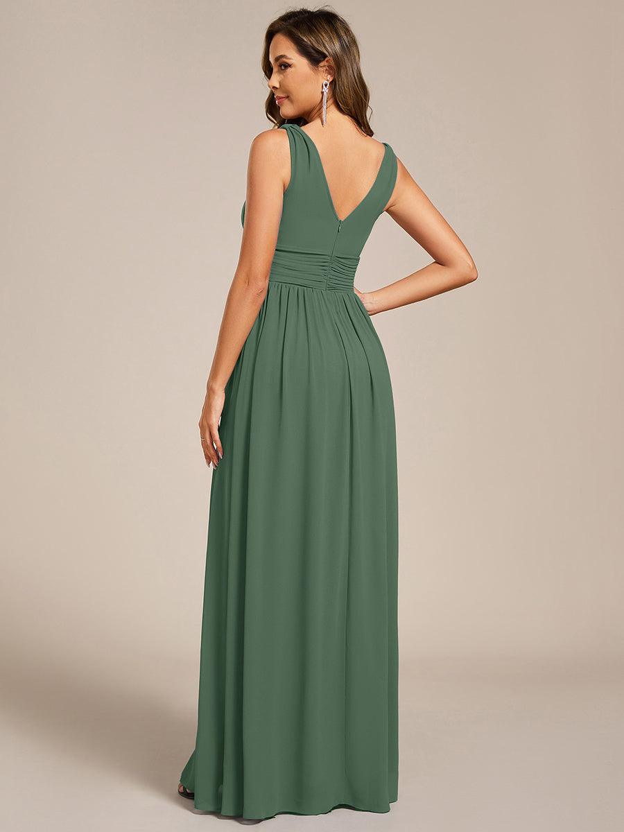 HUSH|Chiffon Empire Waist Sleeveless Pleated V-neck Bridesmaid Dress