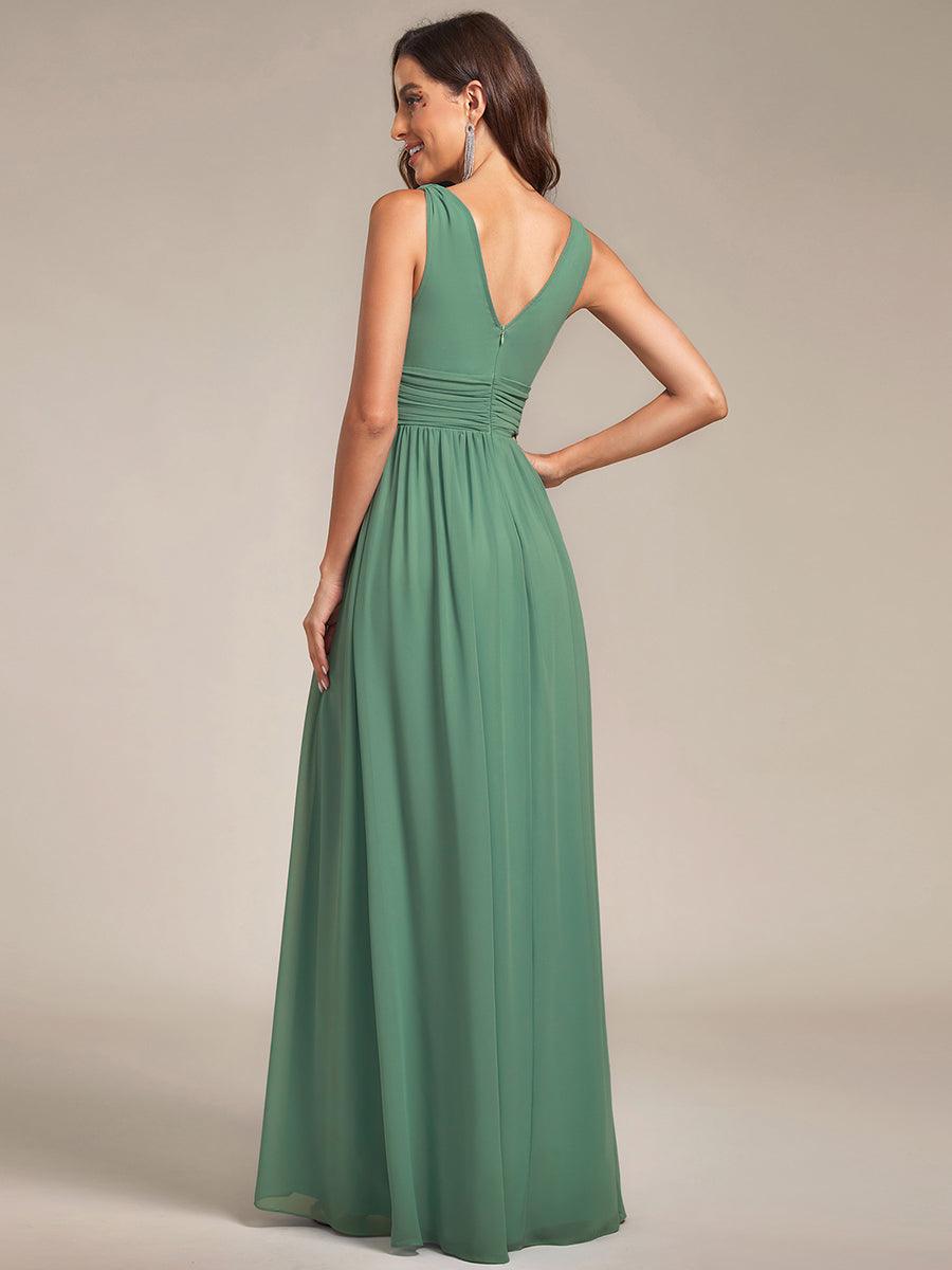 HUSH|Chiffon Empire Waist Sleeveless Pleated V-neck Bridesmaid Dress