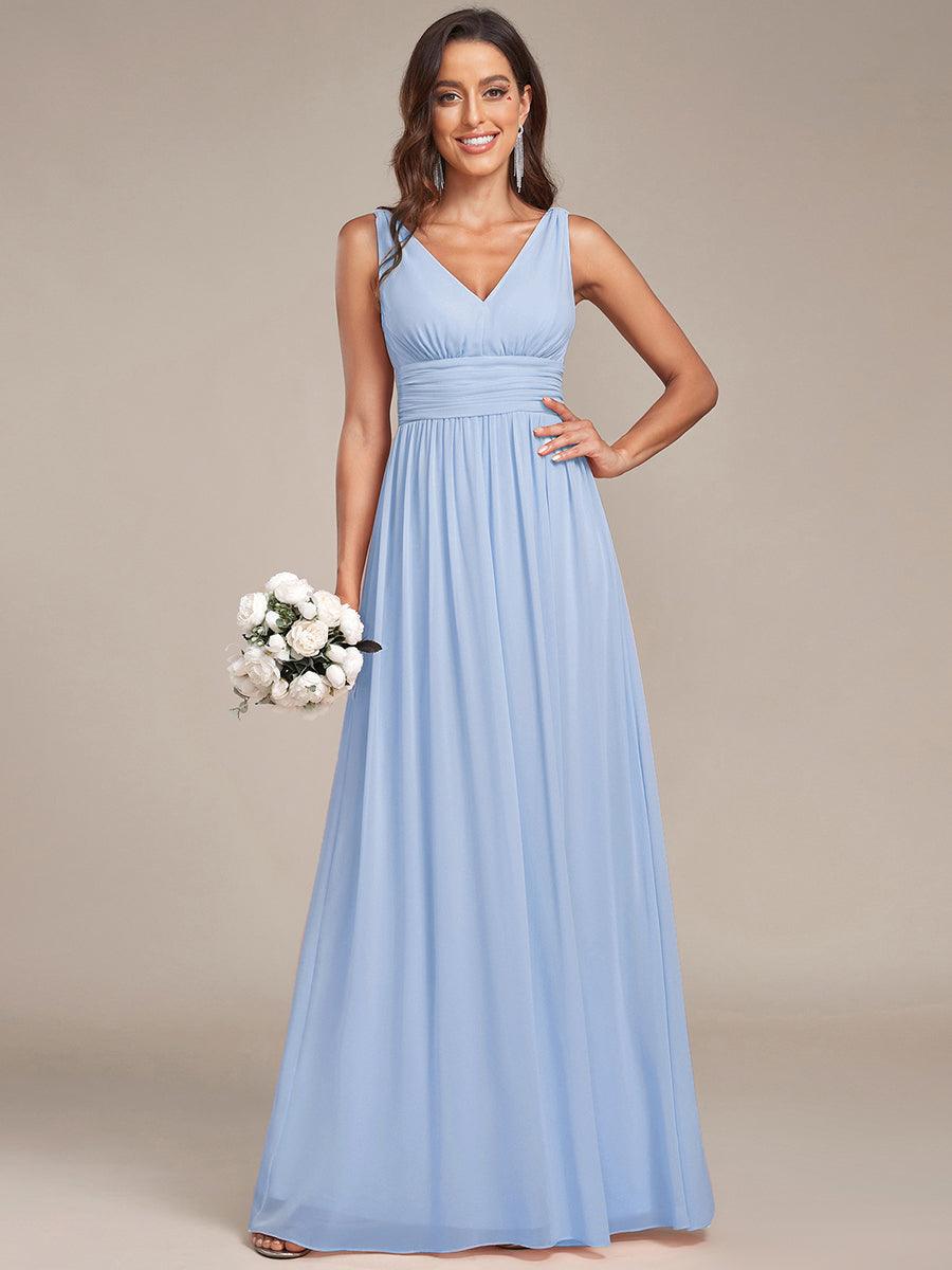 HUSH|Chiffon Empire Waist Sleeveless Pleated V-neck Bridesmaid Dress