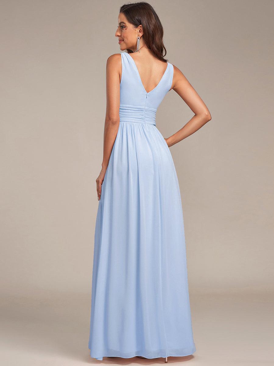 HUSH|Chiffon Empire Waist Sleeveless Pleated V-neck Bridesmaid Dress
