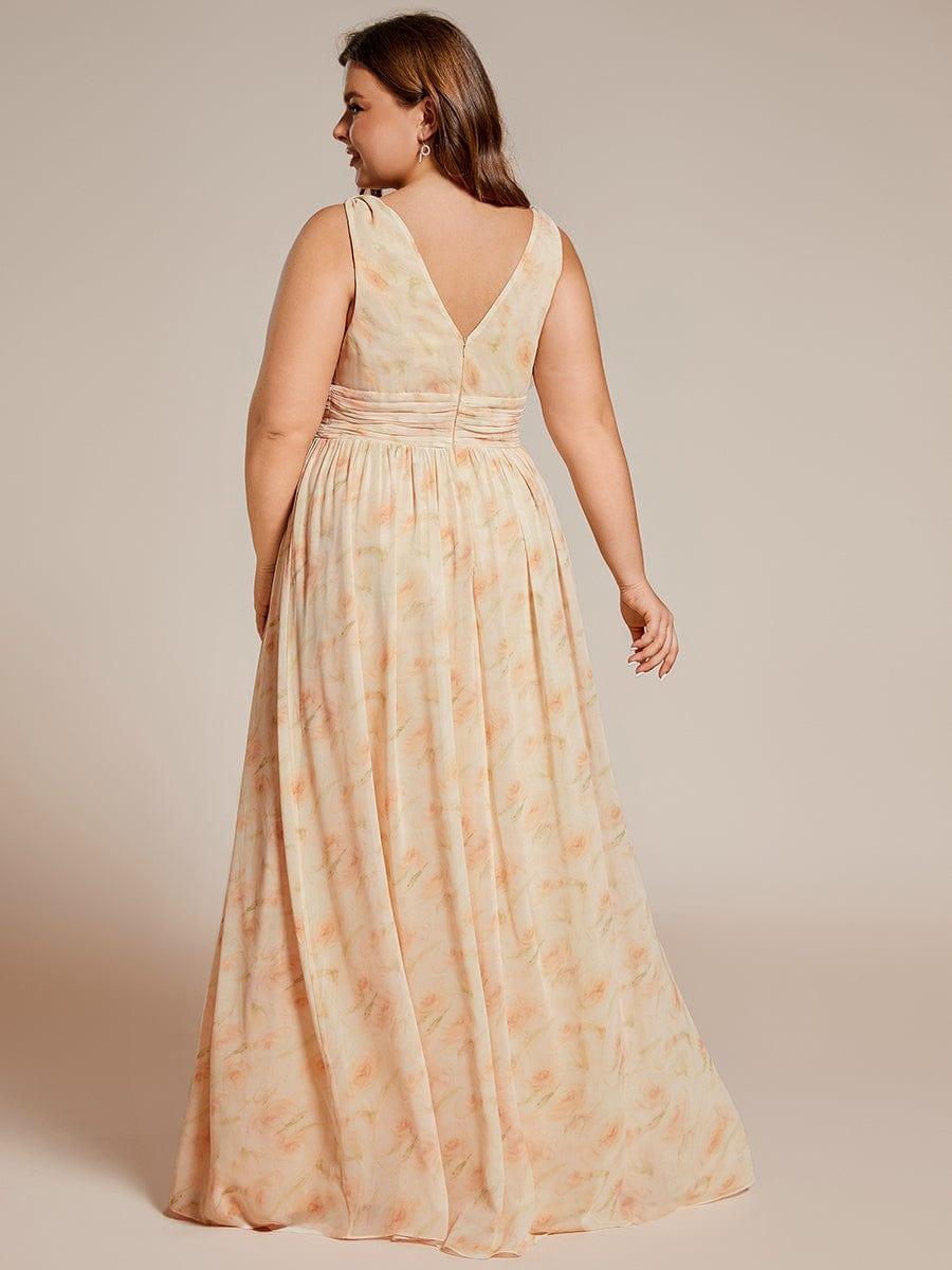 pretty HUSH|Plus Size Sleeveless V-Neck Chiffon Semi Bridesmaid Dress