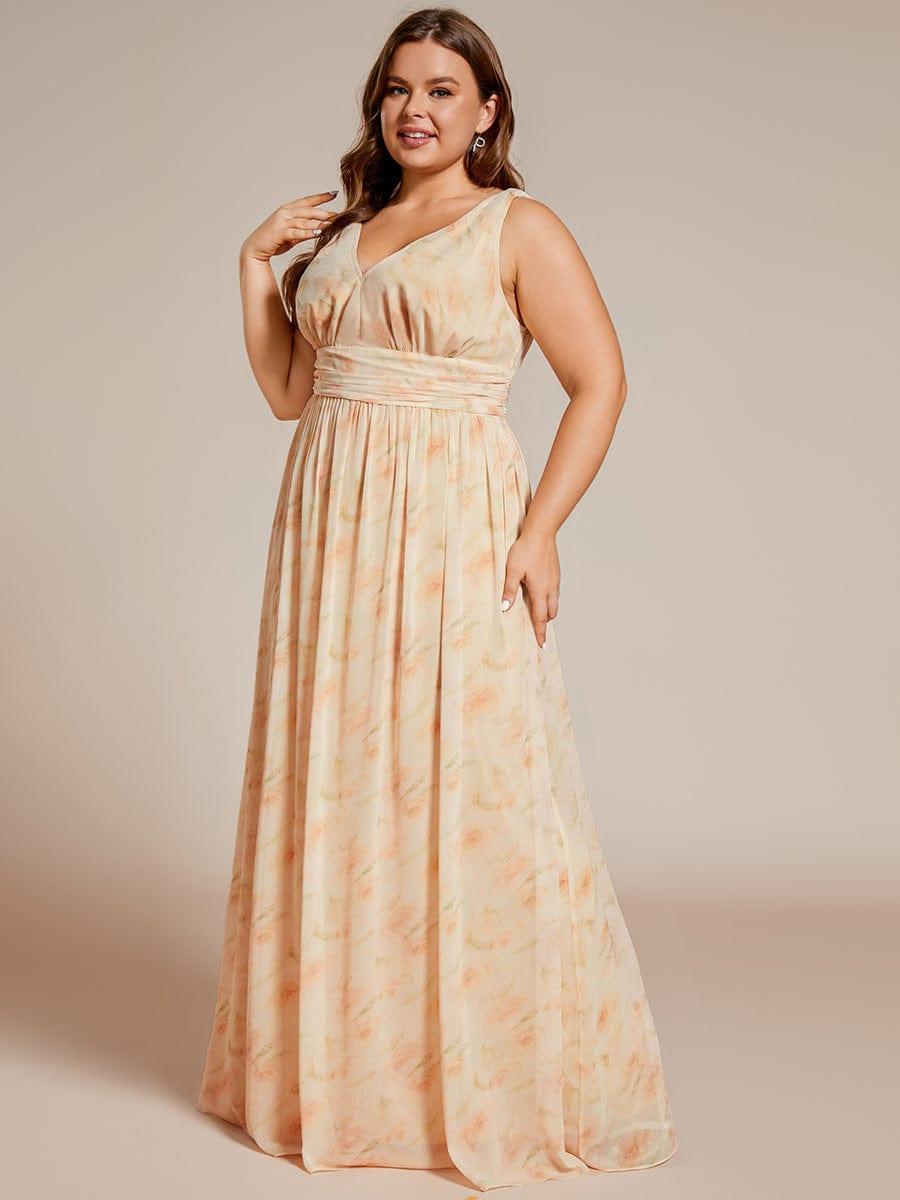 pretty HUSH|Plus Size Sleeveless V-Neck Chiffon Semi Bridesmaid Dress