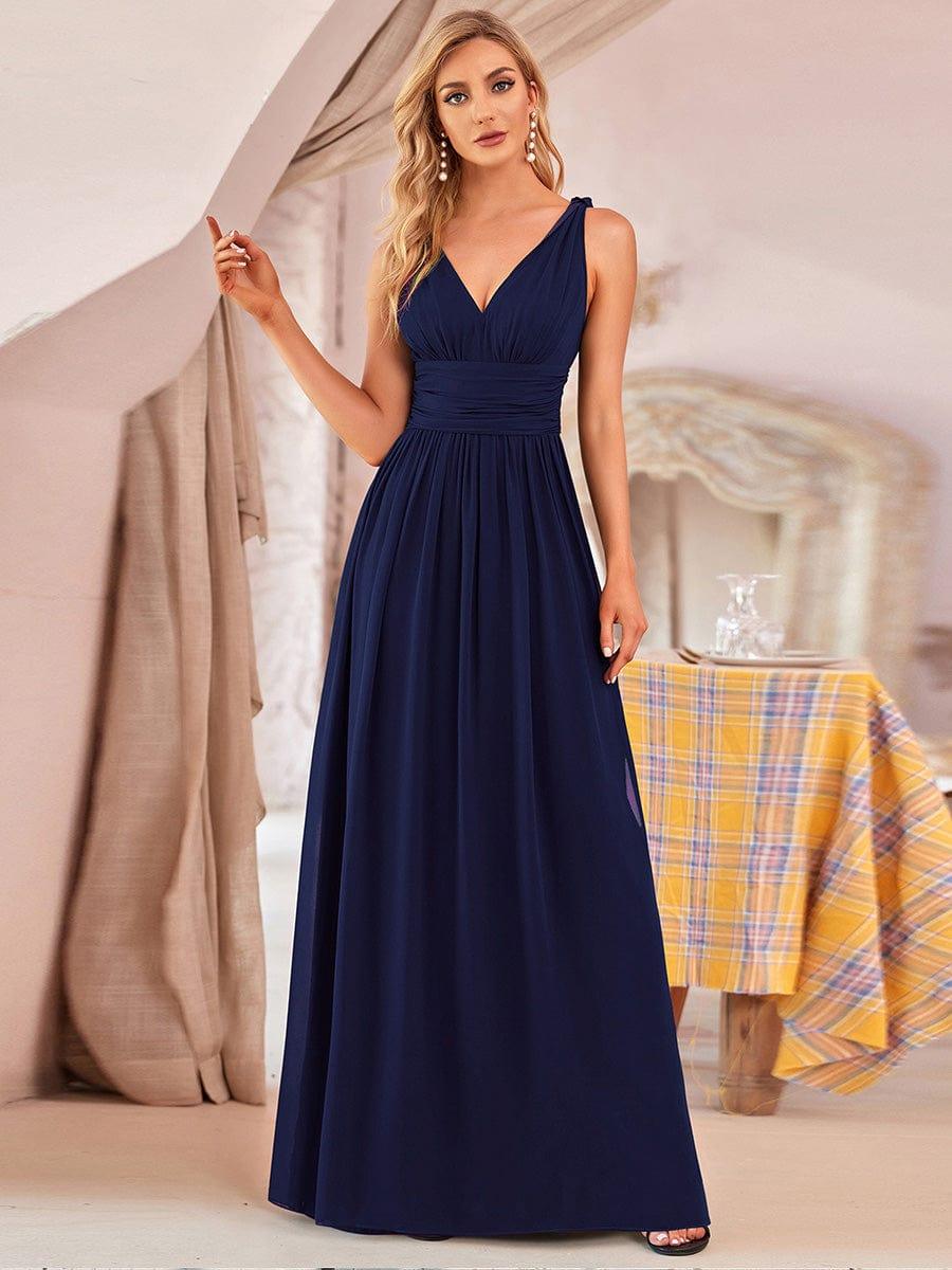 HUSH|Chiffon Empire Waist Sleeveless Pleated Bridesmaid Dress