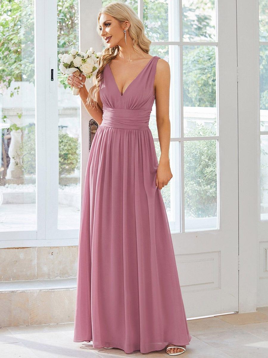 HUSH|Chiffon Empire Waist Sleeveless Pleated Bridesmaid Dress