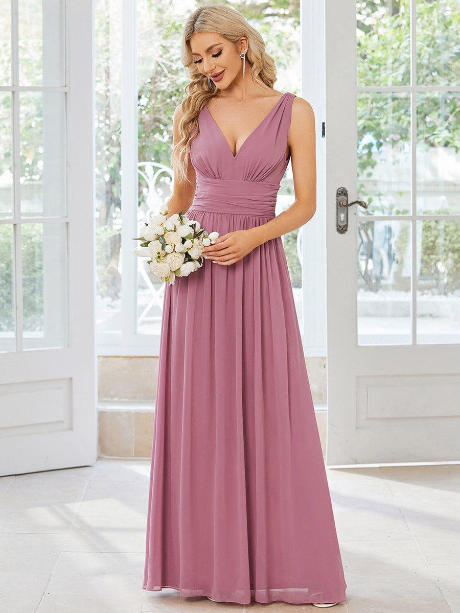 HUSH|Chiffon Empire Waist Sleeveless Pleated Bridesmaid Dress