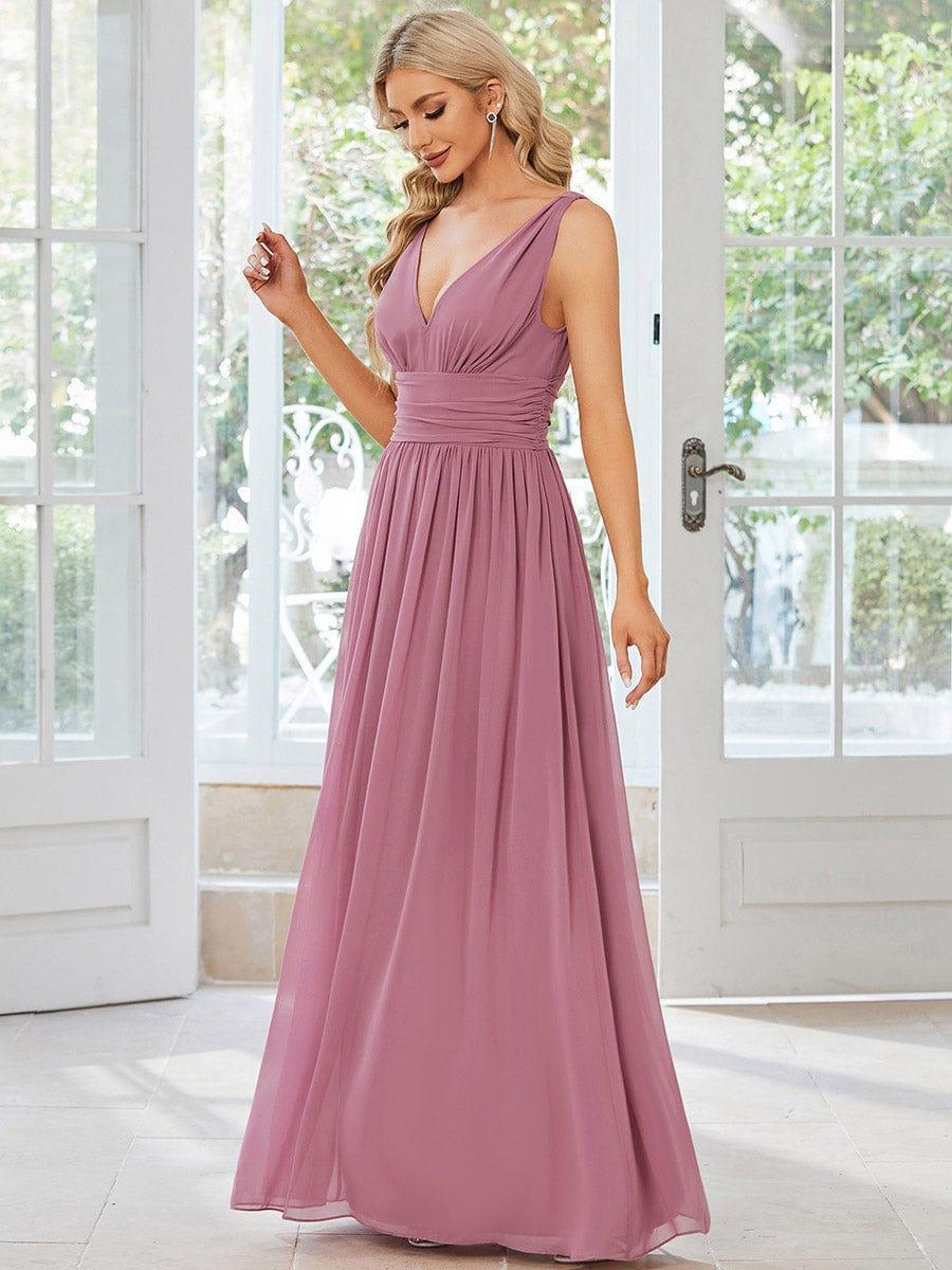 HUSH|Chiffon Empire Waist Sleeveless Pleated Bridesmaid Dress