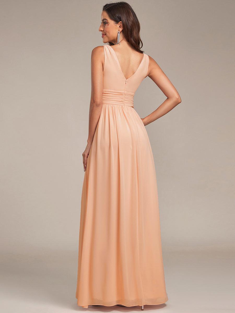 HUSH|Chiffon Empire Waist Sleeveless Pleated V-neck Bridesmaid Dress