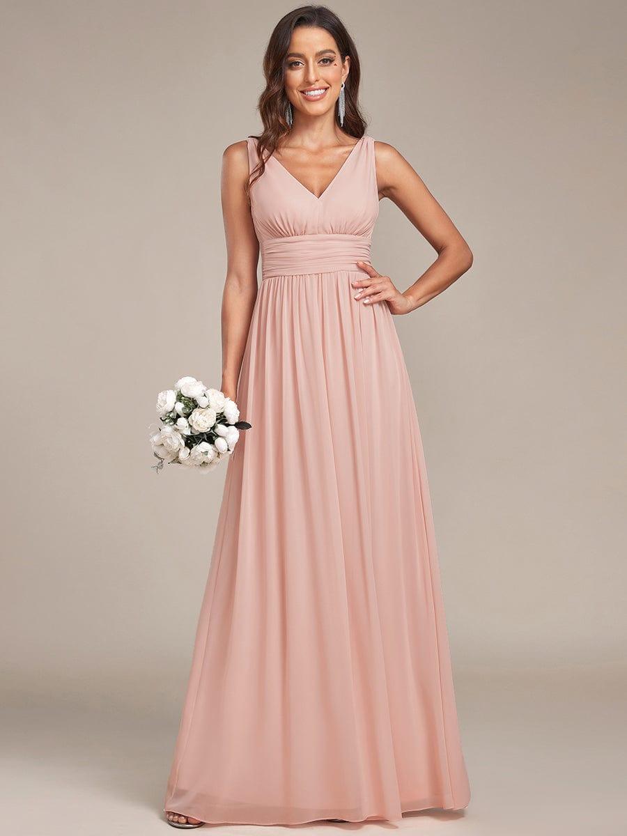 HUSH|Chiffon Empire Waist Sleeveless Pleated Bridesmaid Dress