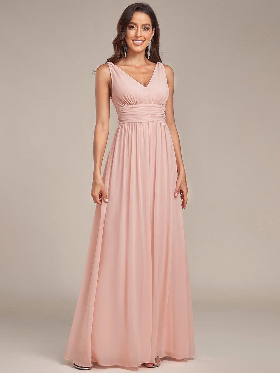 HUSH|Chiffon Empire Waist Sleeveless Pleated Bridesmaid Dress