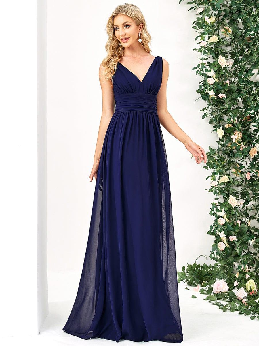 HUSH|Chiffon Empire Waist Sleeveless Pleated Bridesmaid Dress
