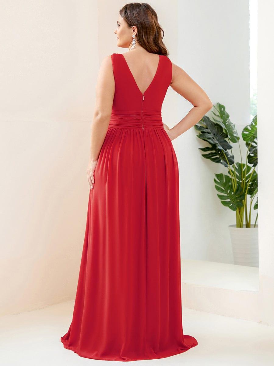 pretty HUSH|Plus Size Sleeveless V-Neck Chiffon Semi Bridesmaid Dress
