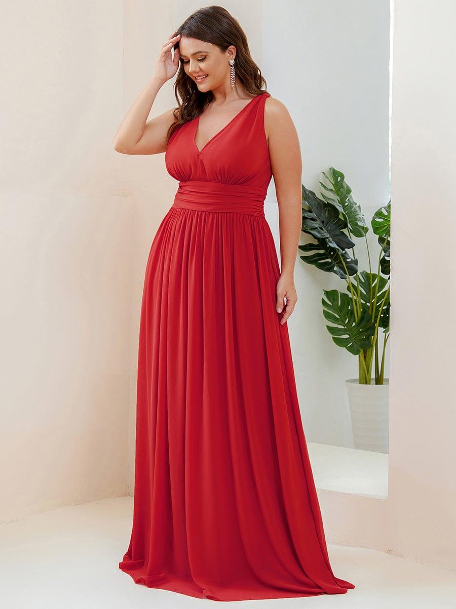pretty HUSH|Plus Size Sleeveless V-Neck Chiffon Semi Bridesmaid Dress