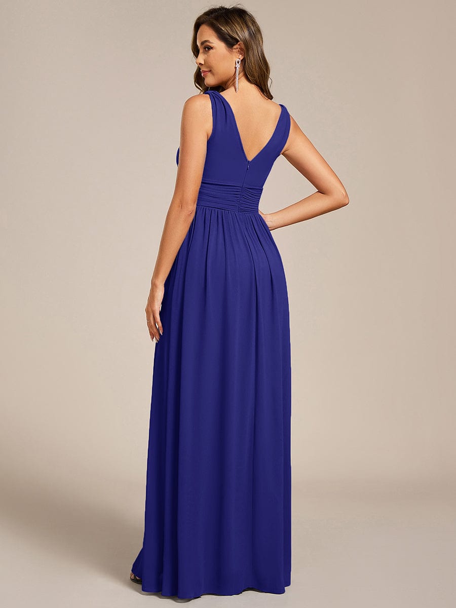 HUSH|Chiffon Empire Waist Sleeveless Pleated V-neck Bridesmaid Dress