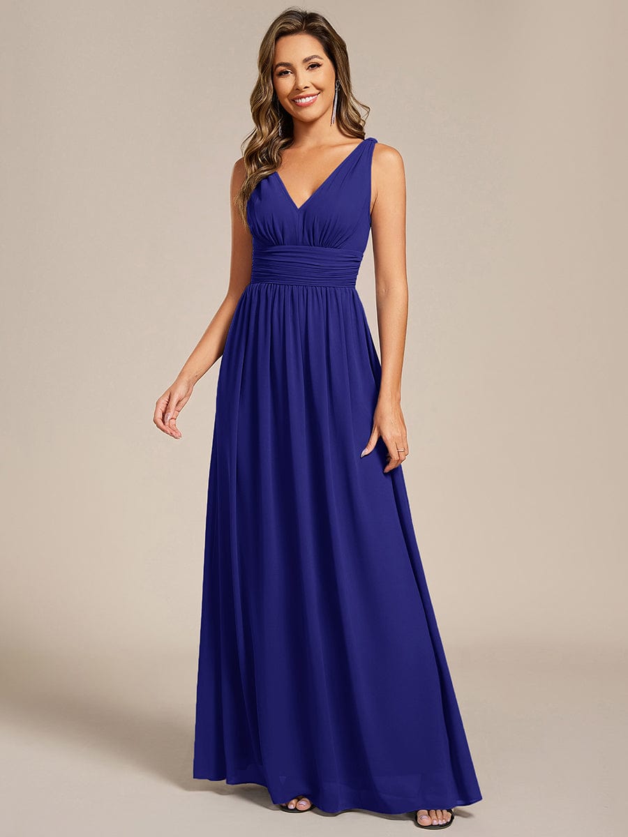 HUSH|Chiffon Empire Waist Sleeveless Pleated V-neck Bridesmaid Dress