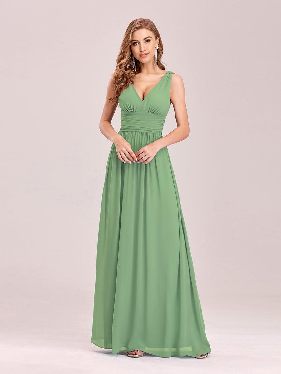 HUSH|Chiffon Empire Waist Sleeveless Pleated V-neck Bridesmaid Dress