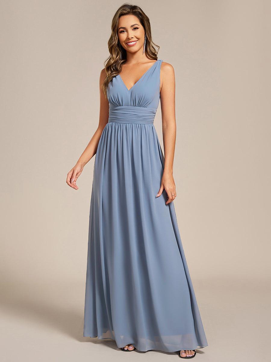HUSH|Chiffon Empire Waist Sleeveless Pleated V-neck Bridesmaid Dress