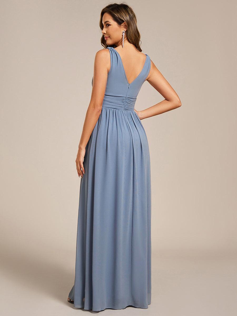 HUSH|Chiffon Empire Waist Sleeveless Pleated V-neck Bridesmaid Dress