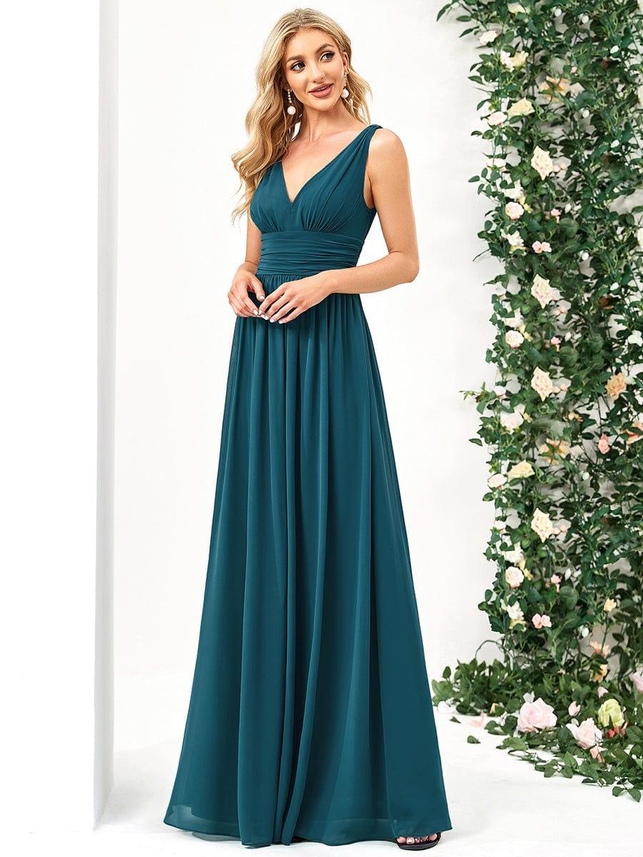 HUSH|Chiffon Empire Waist Sleeveless Pleated Bridesmaid Dress
