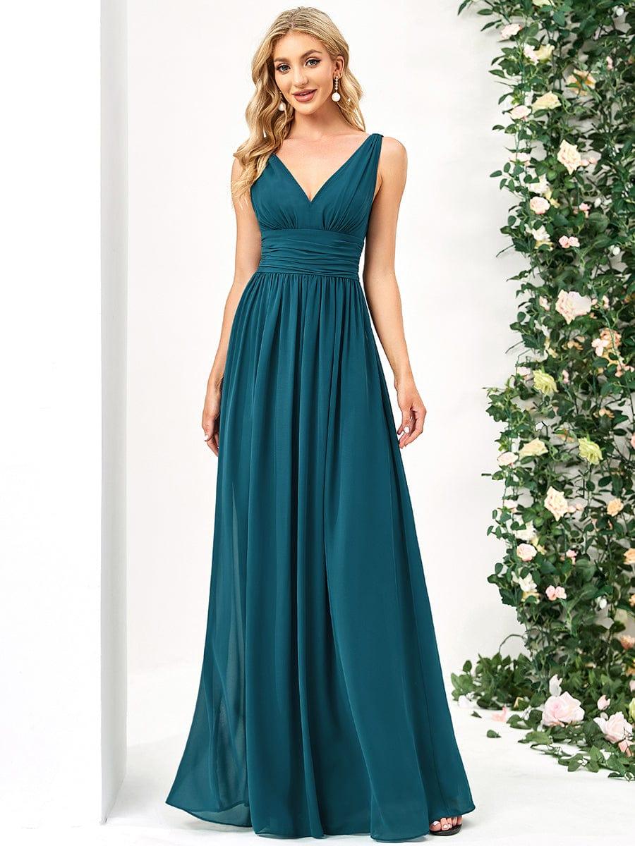HUSH|Chiffon Empire Waist Sleeveless Pleated Bridesmaid Dress