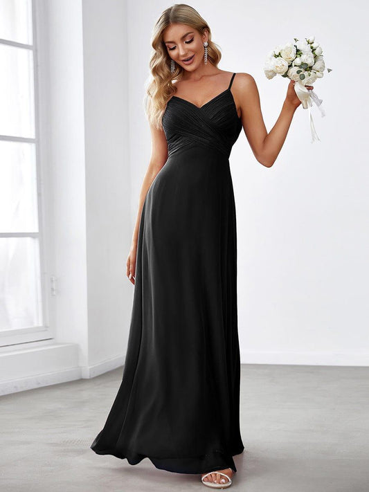 NOVA|Criss-Cross V-Neck Chiffon Backless A-Line Bridesmaid Dress