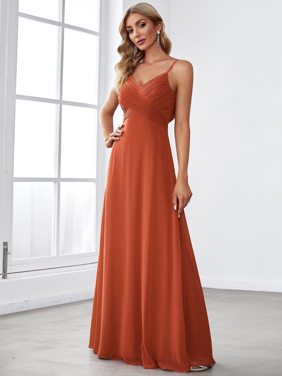 NOVA|Criss-Cross V-Neck Chiffon Backless A-Line Bridesmaid Dress