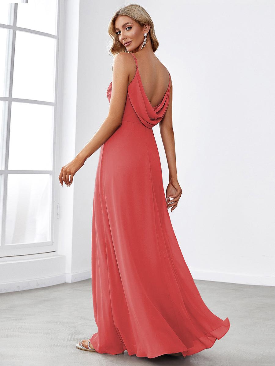 NOVA|Criss-Cross V-Neck Chiffon Backless A-Line Bridesmaid Dress