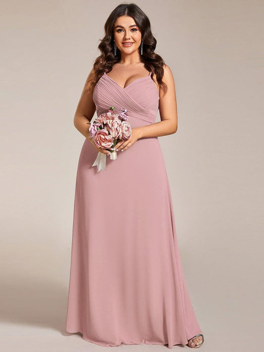 pretty NOVA|Plus Size Draped Back Criss-Cross Chiffon A-Line Bridesmaid Dress