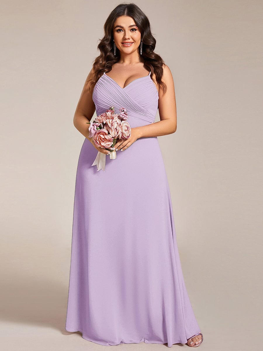 pretty NOVA|Plus Size Draped Back Criss-Cross Chiffon A-Line Bridesmaid Dress