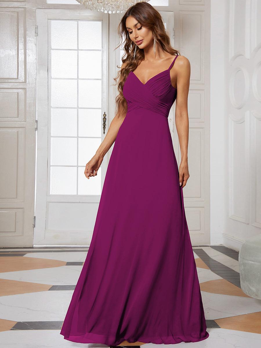 NOVA|Criss-Cross V-Neck Chiffon Backless A-Line Bridesmaid Dress