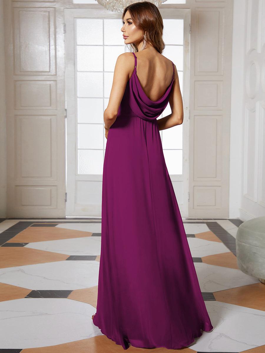 NOVA|Sweetheart Draped Back Maxi Bridesmaid Dress