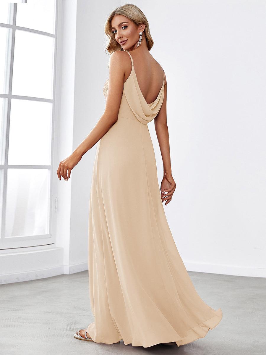 NOVA|Criss-Cross V-Neck Chiffon Backless A-Line Bridesmaid Dress