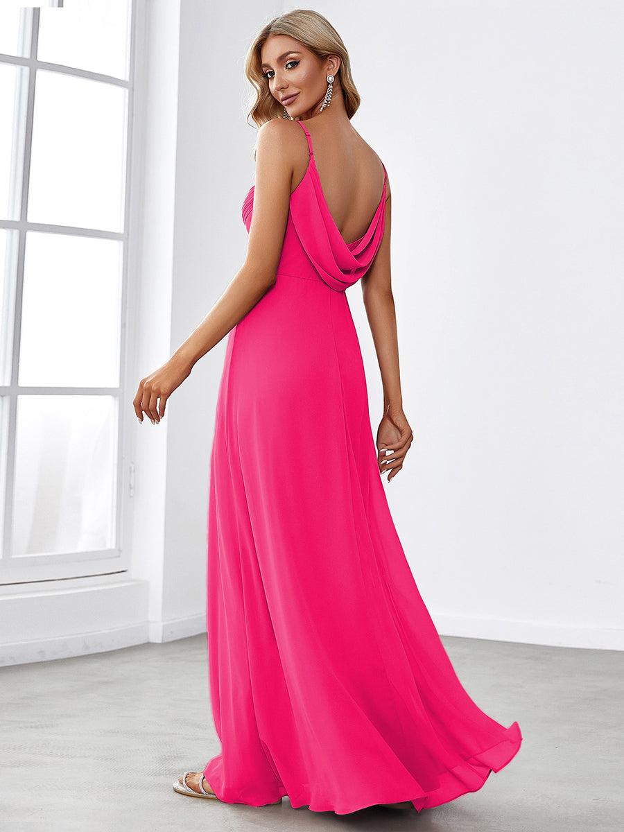 NOVA|Criss-Cross V-Neck Chiffon Backless A-Line Bridesmaid Dress