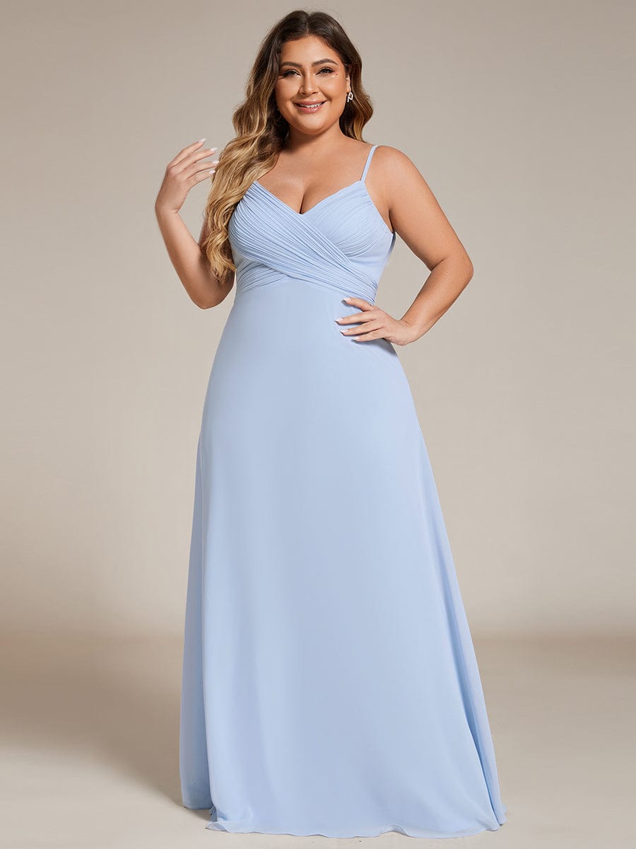 pretty NOVA|Plus Size Draped Back Criss-Cross Chiffon A-Line Bridesmaid Dress