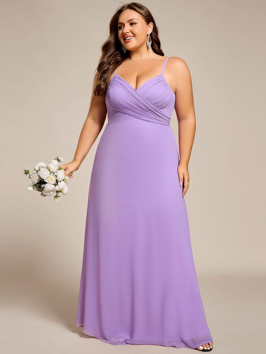 pretty NOVA|Plus Size Draped Back Criss-Cross Chiffon A-Line Bridesmaid Dress