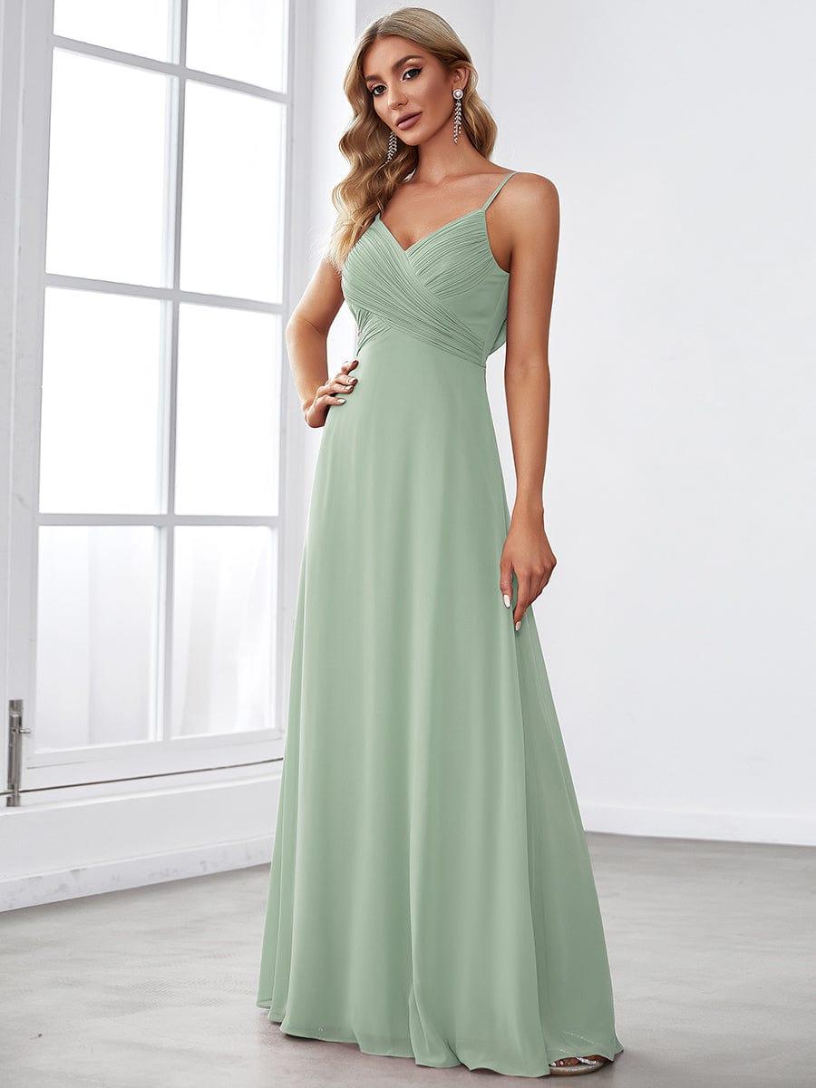 NOVA|Criss-Cross V-Neck Chiffon Backless A-Line Bridesmaid Dress