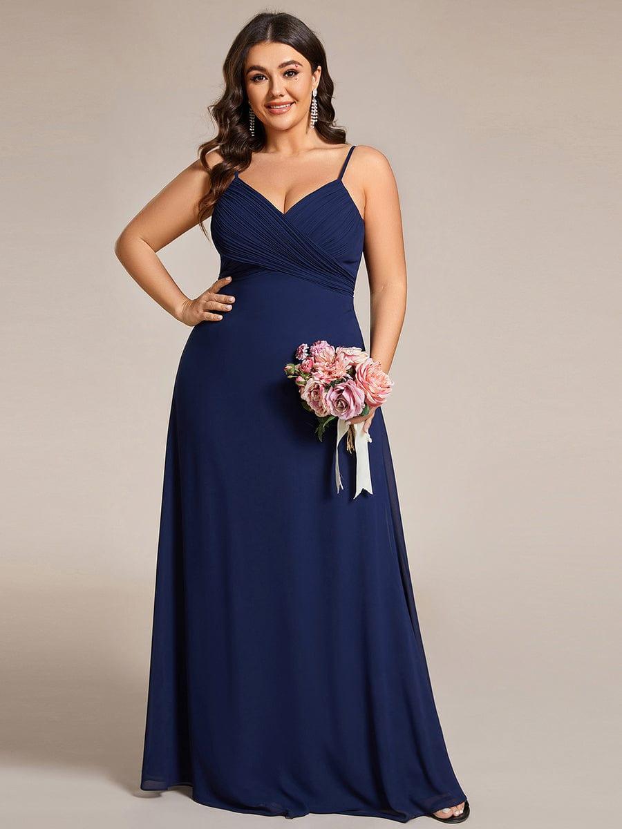 pretty NOVA|Plus Size Draped Back Criss-Cross Chiffon A-Line Bridesmaid Dress