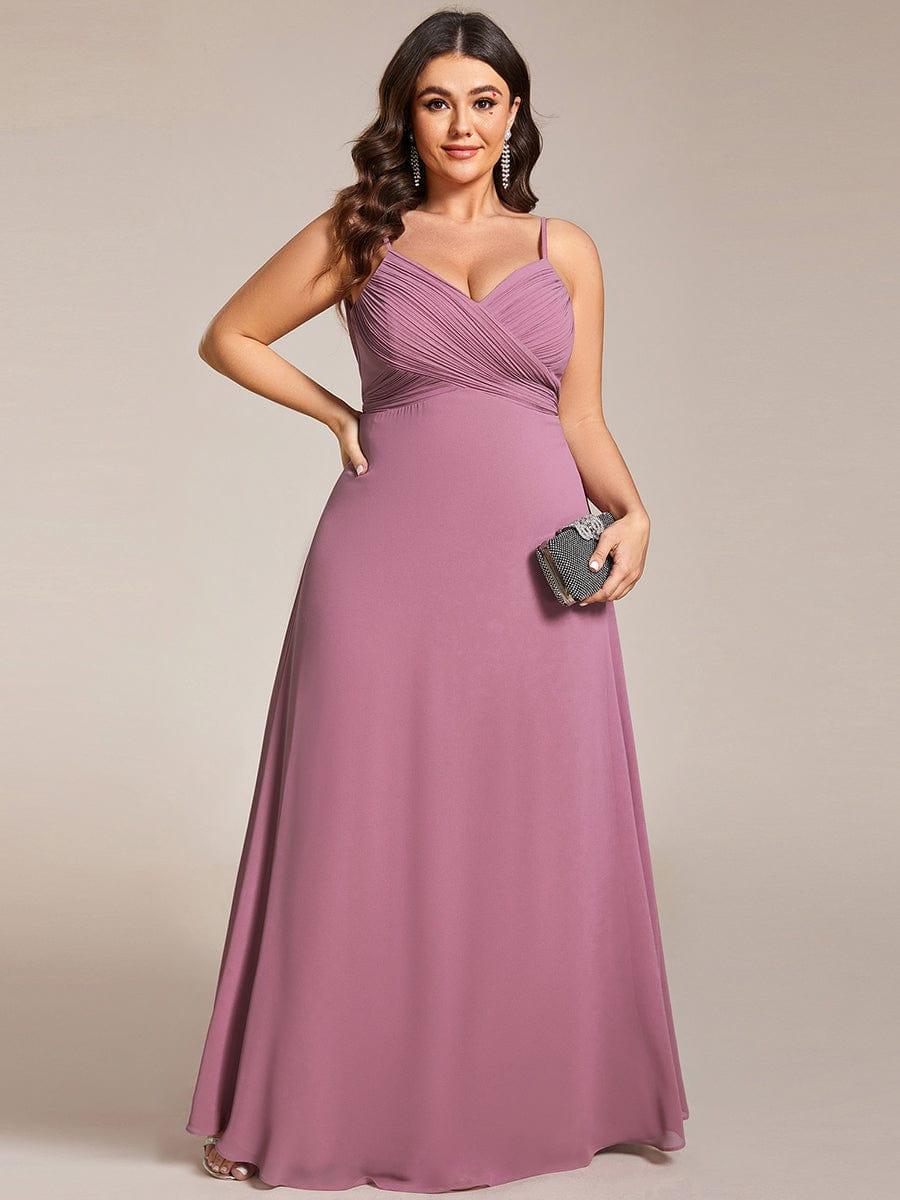 pretty NOVA|Plus Size Draped Back Criss-Cross Chiffon A-Line Bridesmaid Dress