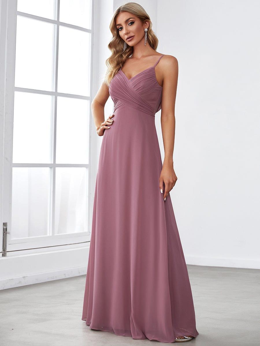 NOVA|Criss-Cross V-Neck Chiffon Backless A-Line Bridesmaid Dress