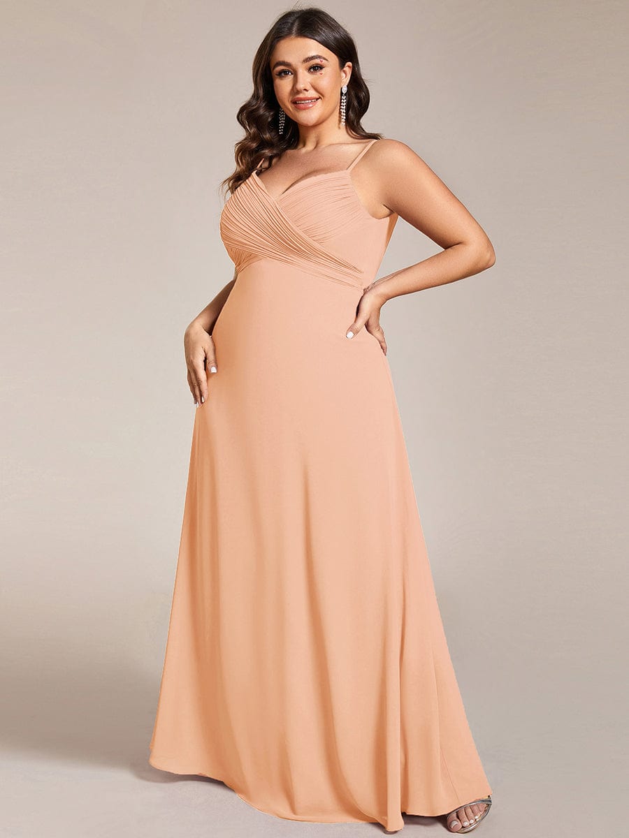 pretty NOVA|Plus Size Draped Back Criss-Cross Chiffon A-Line Bridesmaid Dress