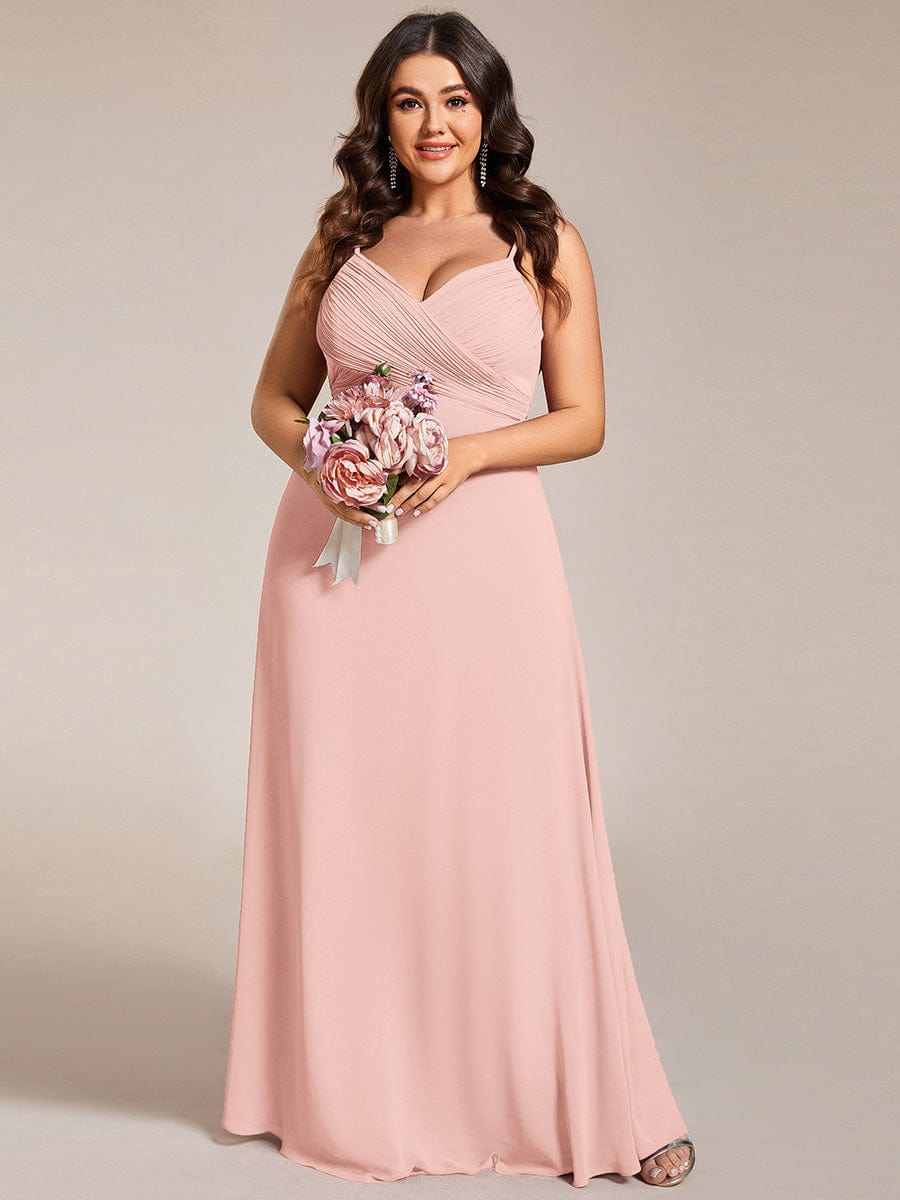 pretty NOVA|Plus Size Draped Back Criss-Cross Chiffon A-Line Bridesmaid Dress