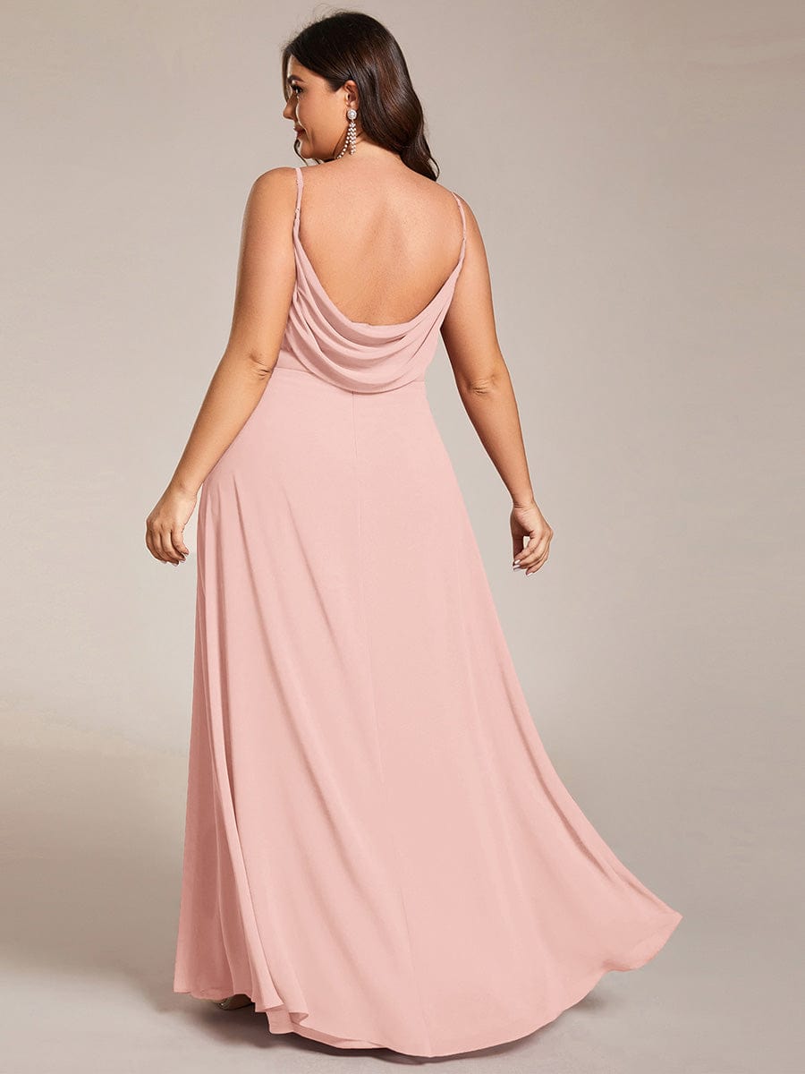 pretty NOVA|Plus Size Draped Back Criss-Cross Chiffon A-Line Bridesmaid Dress