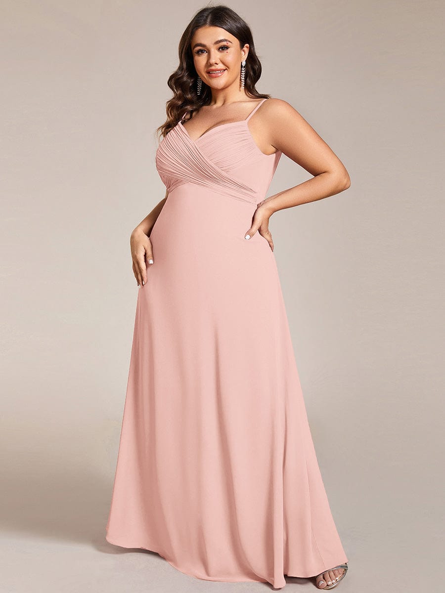 pretty NOVA|Plus Size Draped Back Criss-Cross Chiffon A-Line Bridesmaid Dress