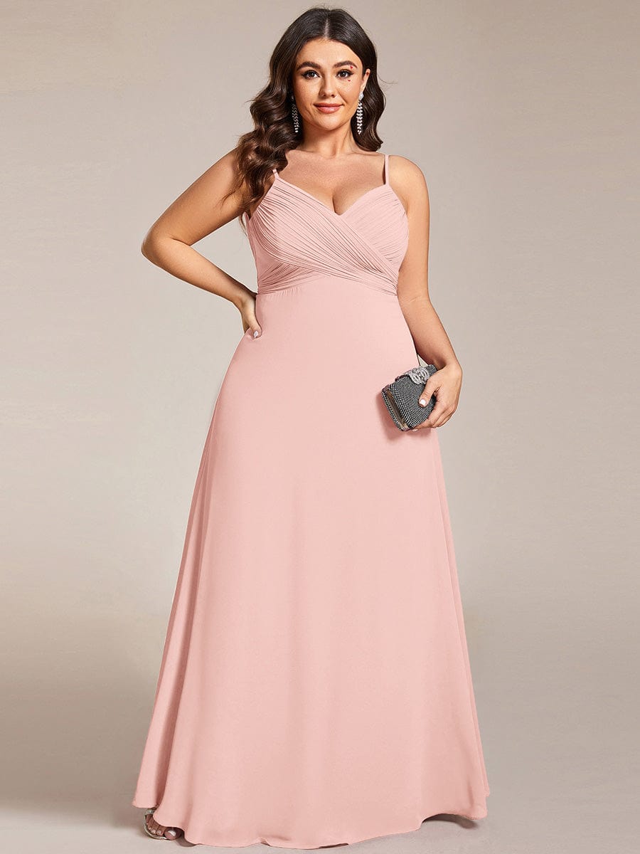 pretty NOVA|Plus Size Draped Back Criss-Cross Chiffon A-Line Bridesmaid Dress